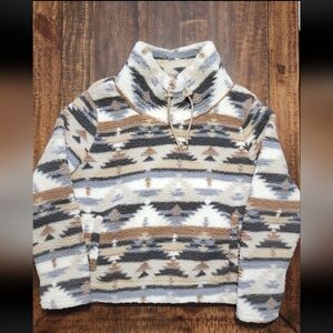 Marissa Olivia Women’s Long Sleeve Sherpa Pull Over Jacket with Cowl Neck Size L